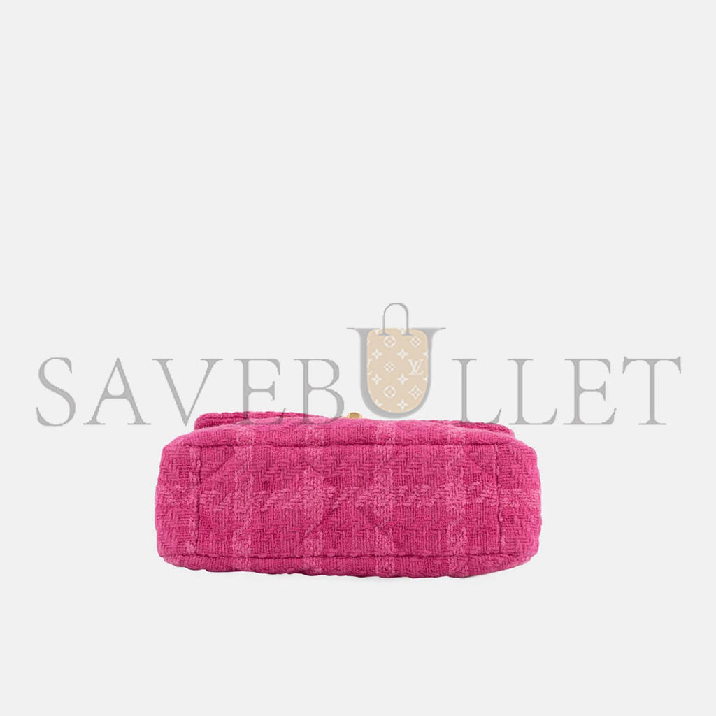 CHANEL 19 FLAP BAG TWEED QUILTED IN PINK WITH MIXED HARDWARE AS1160 (26*16*9cm)